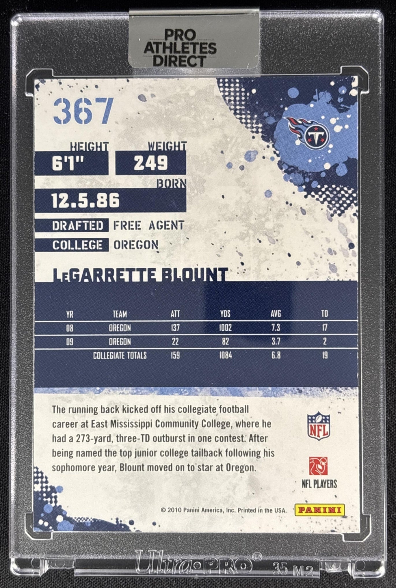 LeGarrette Blount 2010 Panini Score Pro Athletes Direct Auto Titans Sports Trading Cards
