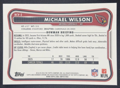 Michael Wilson 2026 Bowman Chrome NFL Mojo Refractor Cardinals