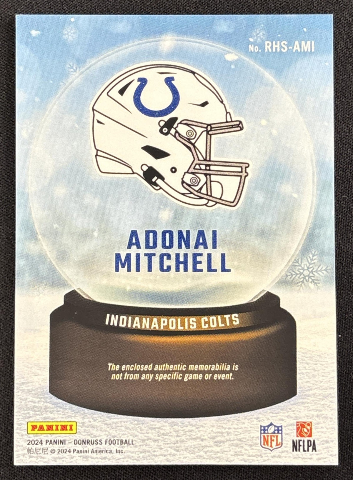 Adonai Mitchell 2024 Panini Donruss Rookie Holiday Sweater Colts #1