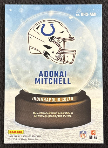 Adonai Mitchell 2024 Panini Donruss Rookie Holiday Sweater Colts #1