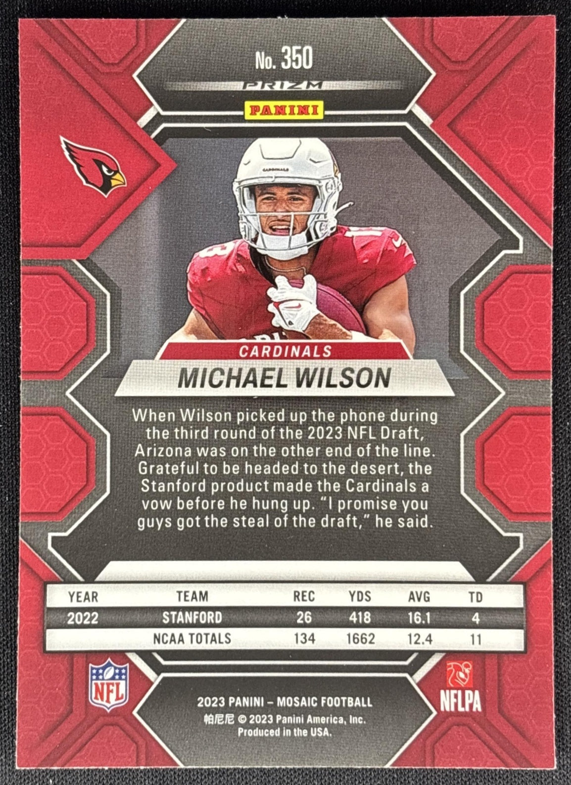 Michael Wilson 2023 Panini Mosaic Reactive Blue Mosaic Cardinals Sports Trading Cards