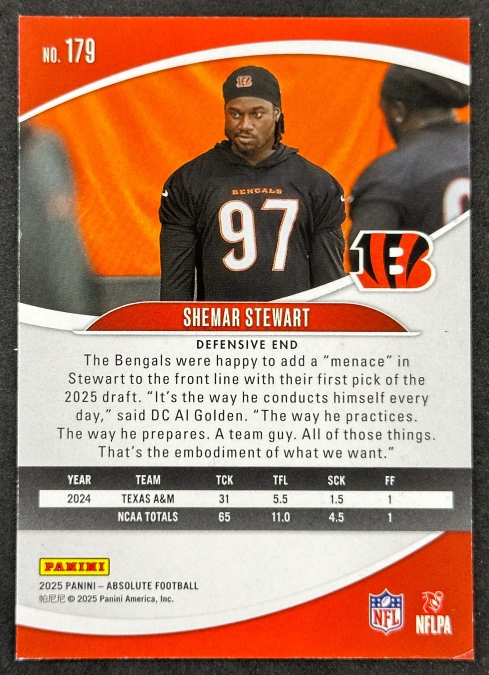 Shemar Stewart Absolute Holiday Cincinnati Bengals Sports Trading Cards