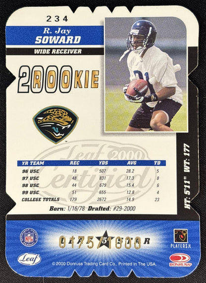 R.Jay Soward 2000 Leaf Certified /1000 Sports Trading Cards