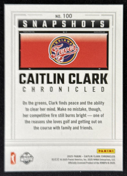 Caitlin Clark 2025 Panini Chronicled Snap Shots Fever 100 Sports Trading Card
