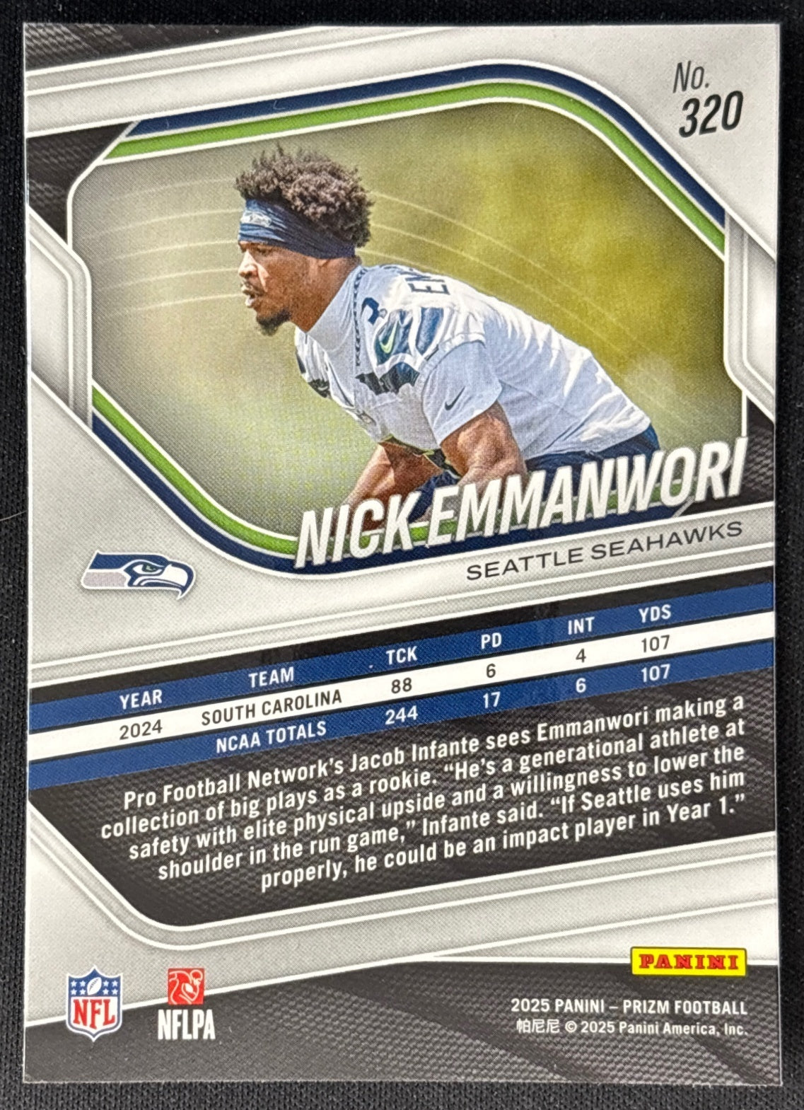 Nick Emmanwori 2025 Prizm Seahawks - Back