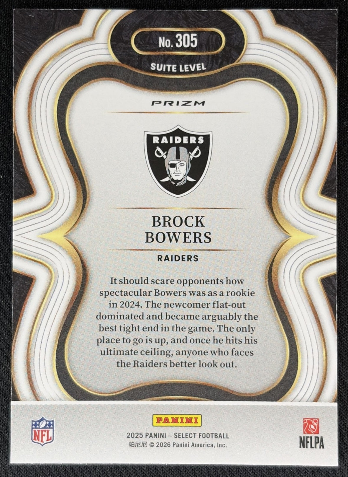 Brock Bowers 2025 Panini Select Suite Level Silver Prizm Raiders Sports Trading Cards
