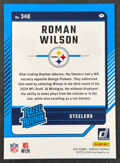Roman Wilson Donruss Rated Rookie Pittsburgh Steelers Sports Trading Cards