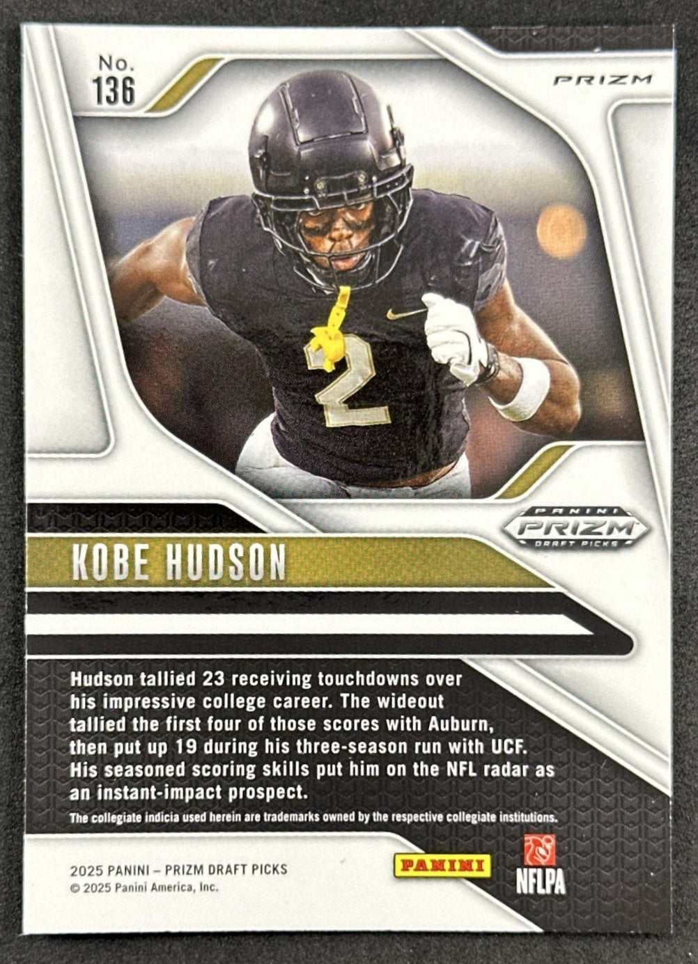 Kobe Hudson 2025 Panini Prizm Draft Picks Purple Wave Knights