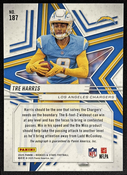 Tre Harris 2025 Panini Rookies & Stars Signatures Chargers - back