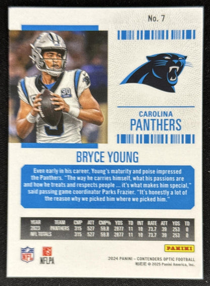 Bryce Young 2024 Panini Contenders Optic Season Ticket Panthers Sports Trading Card