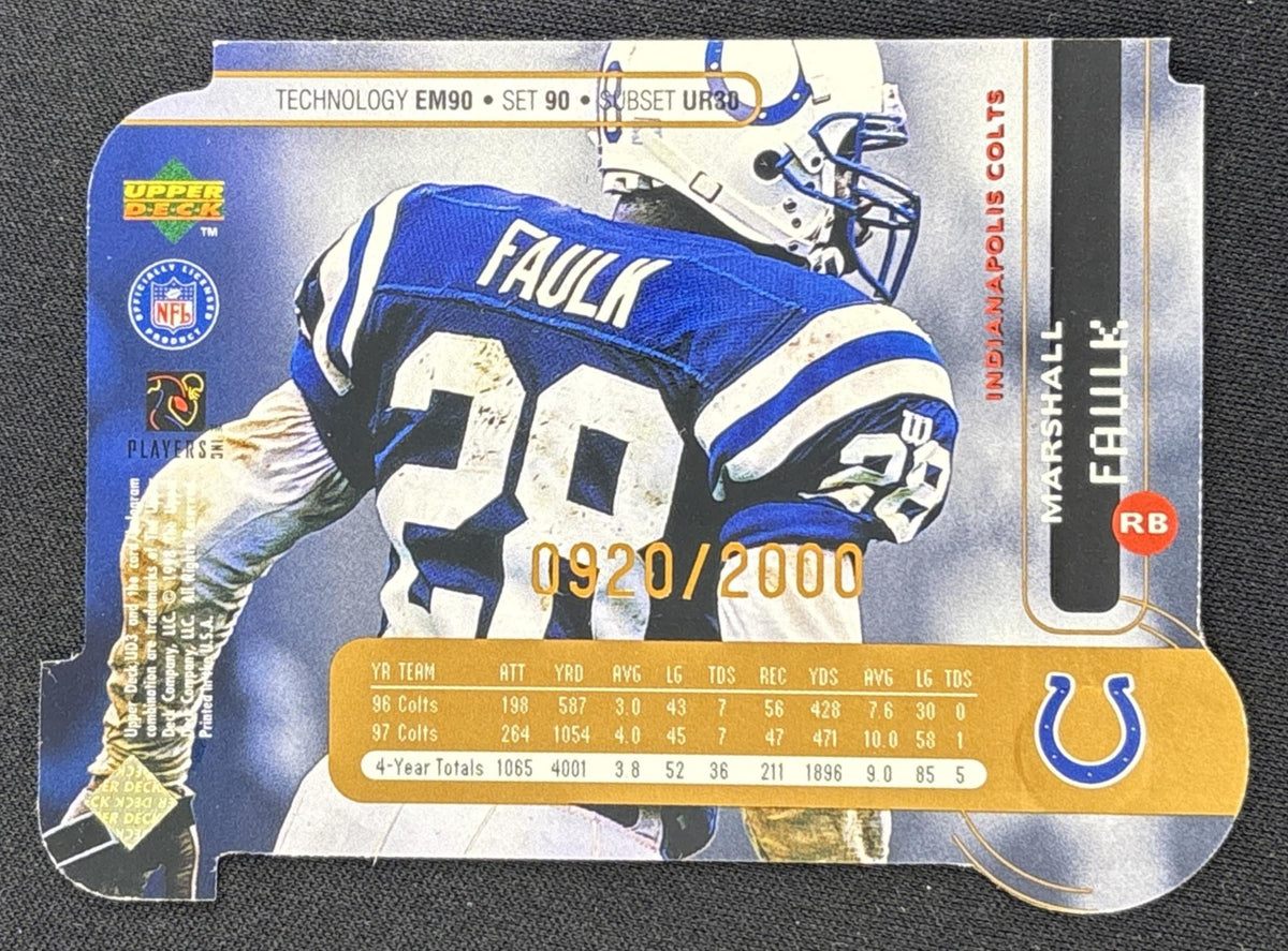 Marshall Faulk 1998 Upper Deck UD3 Die Cuts /2000 Colts back