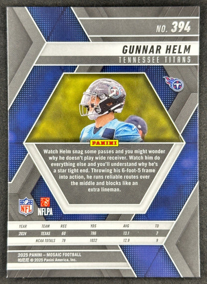 Gunnar Helm 2025 Mosaic Rookies Titans Sports Trading Card