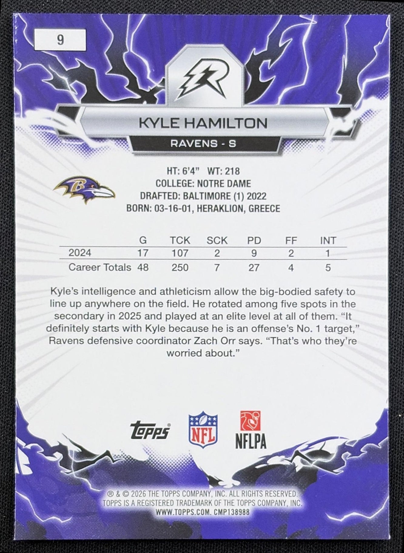 Kyle Hamilton 2025 Topps Resurgence Prism Refractor Ravens
