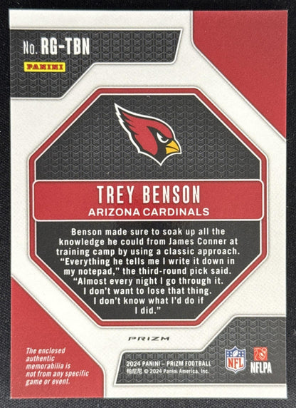 Trey Benson 2024 Panini Prizm Rookie Gear Neon Green Pulsar Cardinals Sports Trading Card