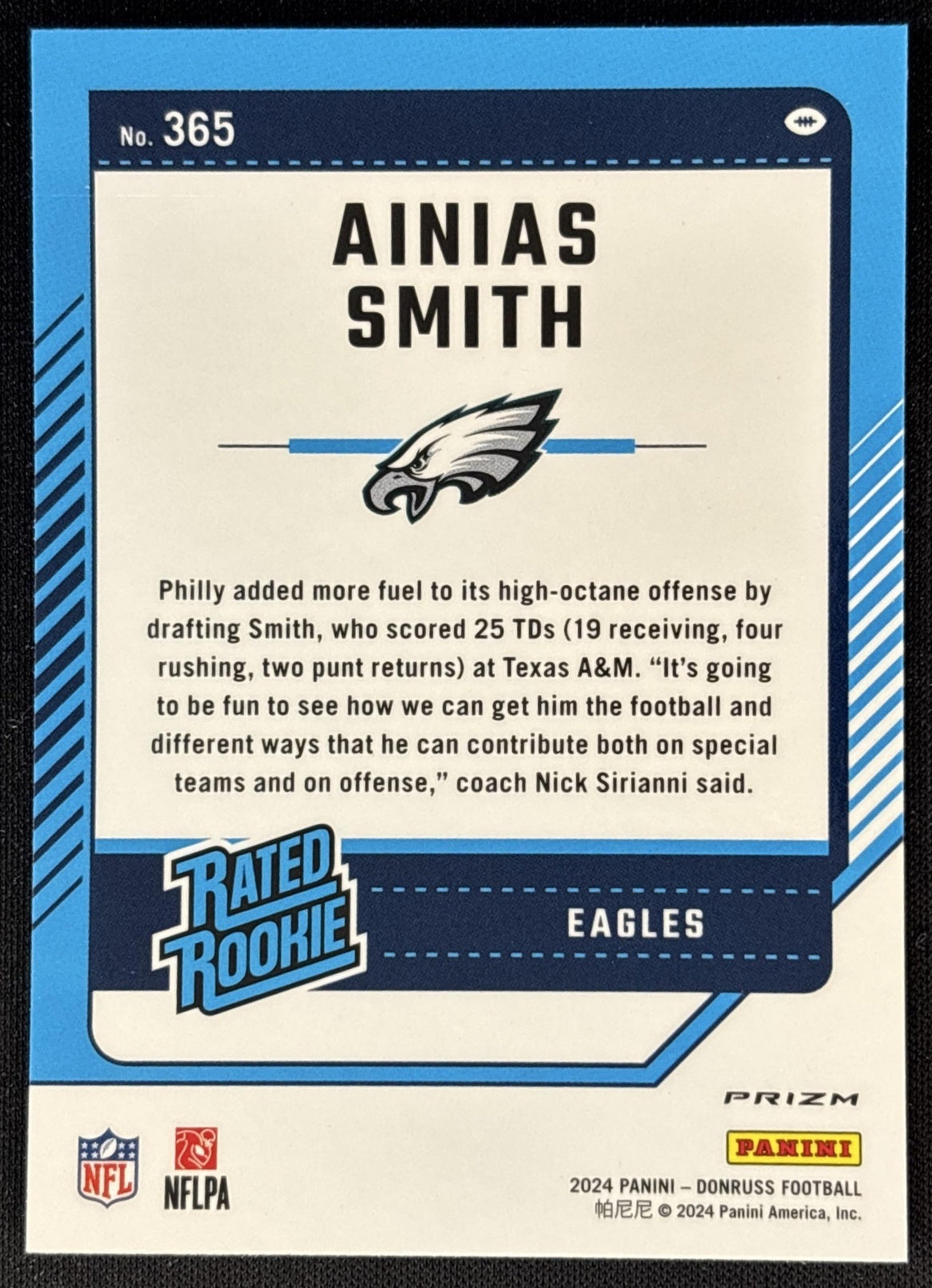 Ainias Smith 2024 Panini Donruss Optic Rated Rookie Preview Red Wave Eagles