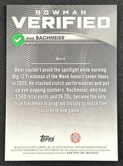 Bear Bachmeier 2026 Bowman Verified Chrome Cougars