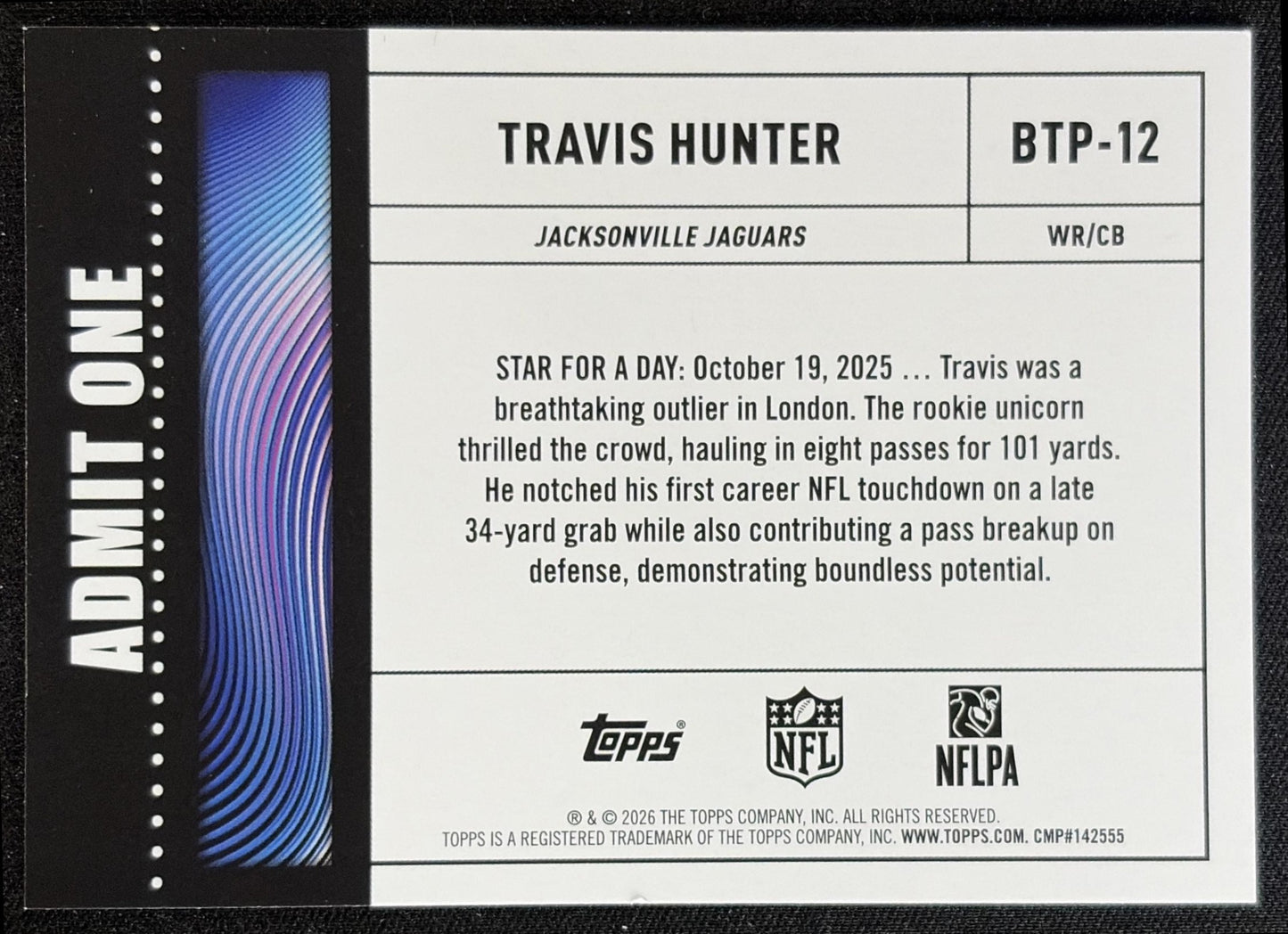 Travis Hunter 2026 Topps Big Ticket Players Jaguars back