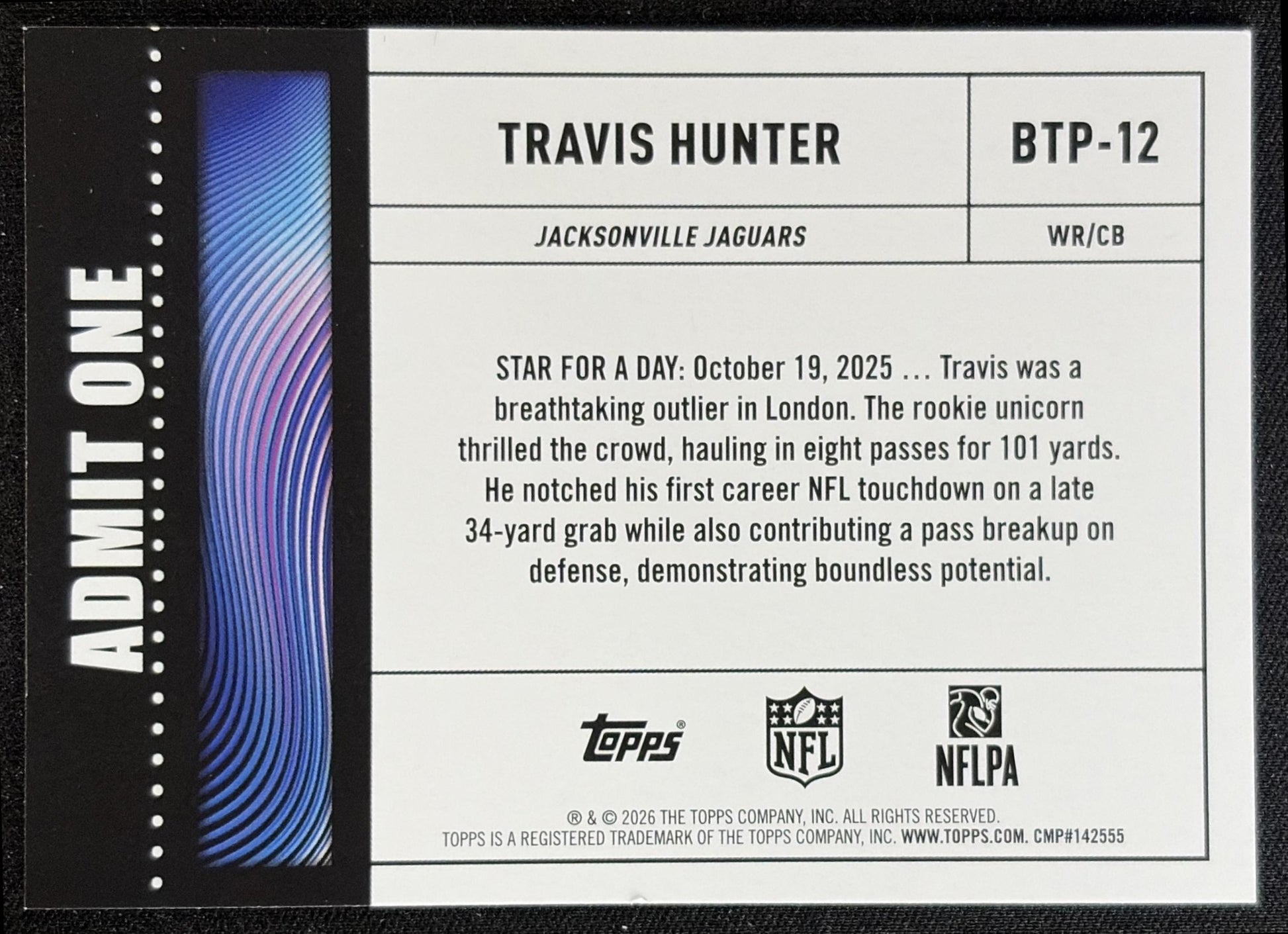Travis Hunter 2026 Topps Big Ticket Players Jaguars back