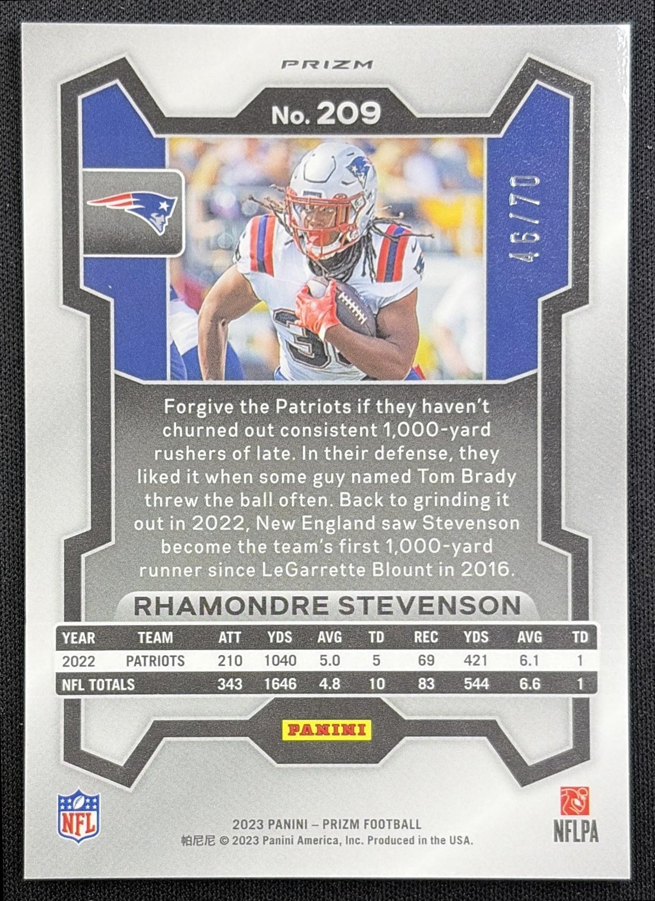 Rhamondre Stevenson 2023 Panini Prizm No Huddle Red /70 Patriots