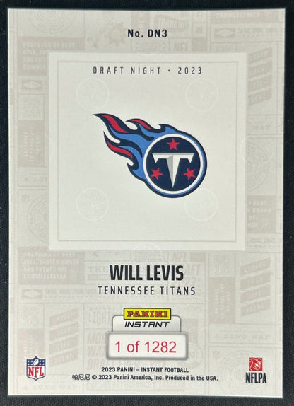 Will Levis 2023 Panini Instant NFL Draft Night Titans Sports Trading Cards