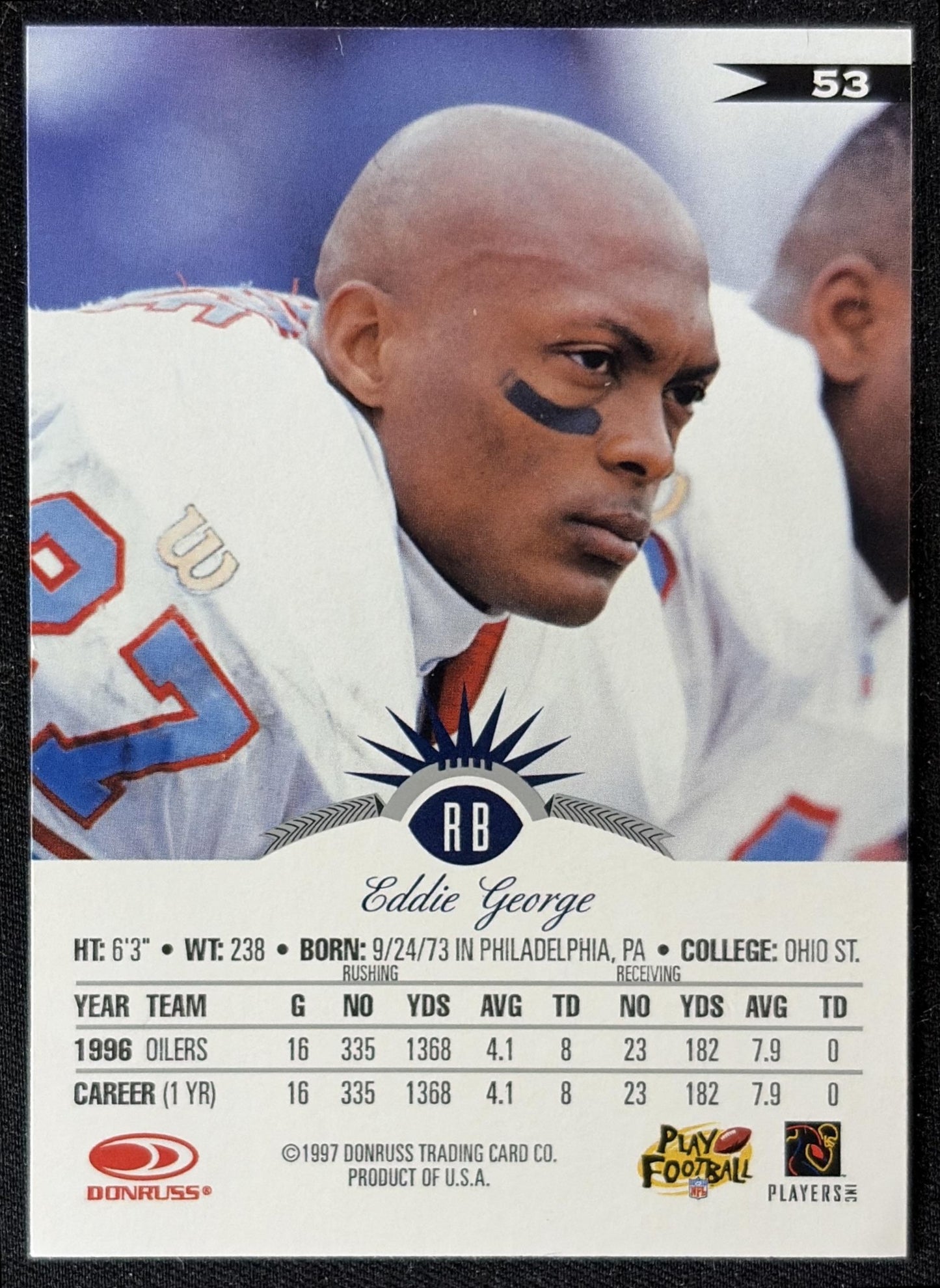 Eddie George 1997 Leaf Titans 222 back