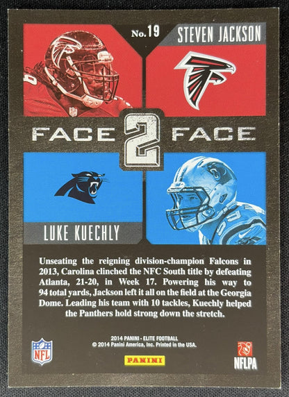 Luke Kuechly Steven Jackson 2014 Panini Elite Face 2 Silver - Back