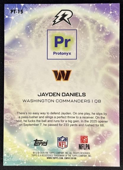 Jayden Daniels 2025 Resurgence Protonyx Yellow Surge Refractor /225 Commanders Sports Trading Cards
