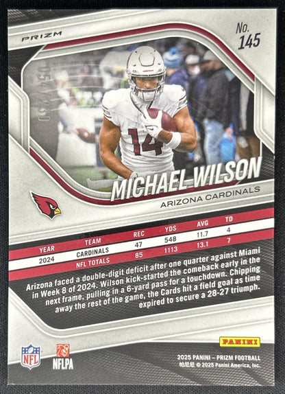 Michael Wilson 2025 Panini Prizm Blue Wave /230 Cardinals back