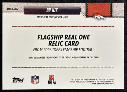 Bo Nix 2026 Topps Real One Relic Broncos - back