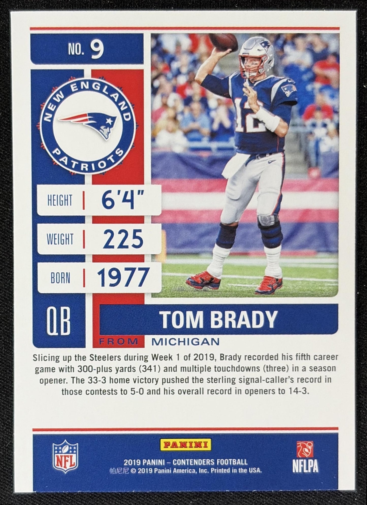 Tom Brady 2019 Panini Contenders Patriots