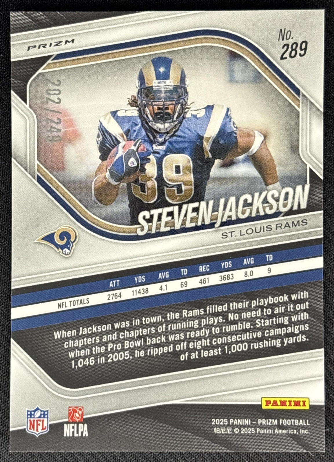Steven Jackson 2025 Panini Prizm Orange /249 Rams Sports Trading Cards