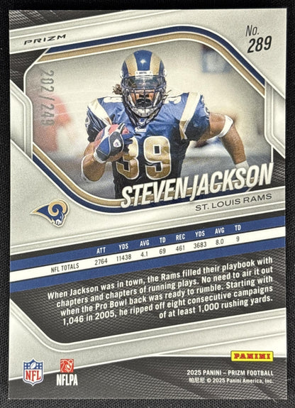 Steven Jackson 2025 Panini Prizm Orange /249 Rams Sports Trading Cards