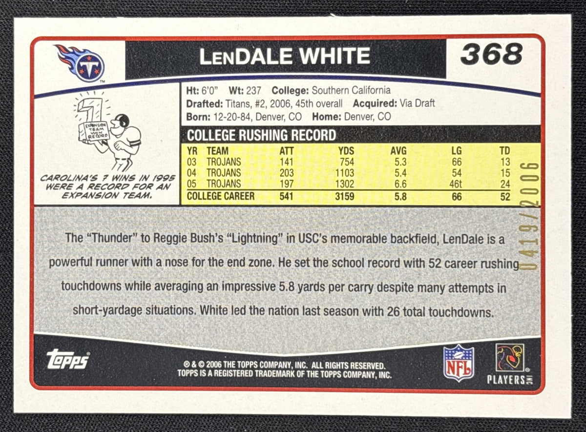 LenDale White 2006 Topps Gold /2006 Titans