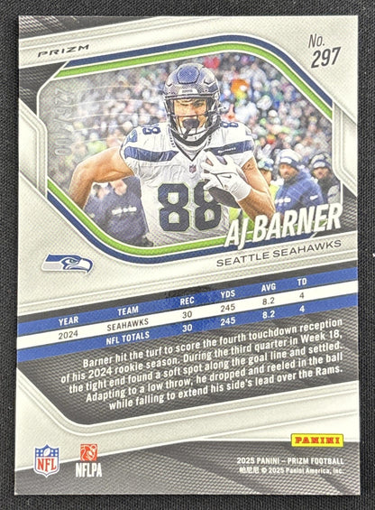 AJ Barner 2025 Panini Prizm Pandora /400 Seahawks