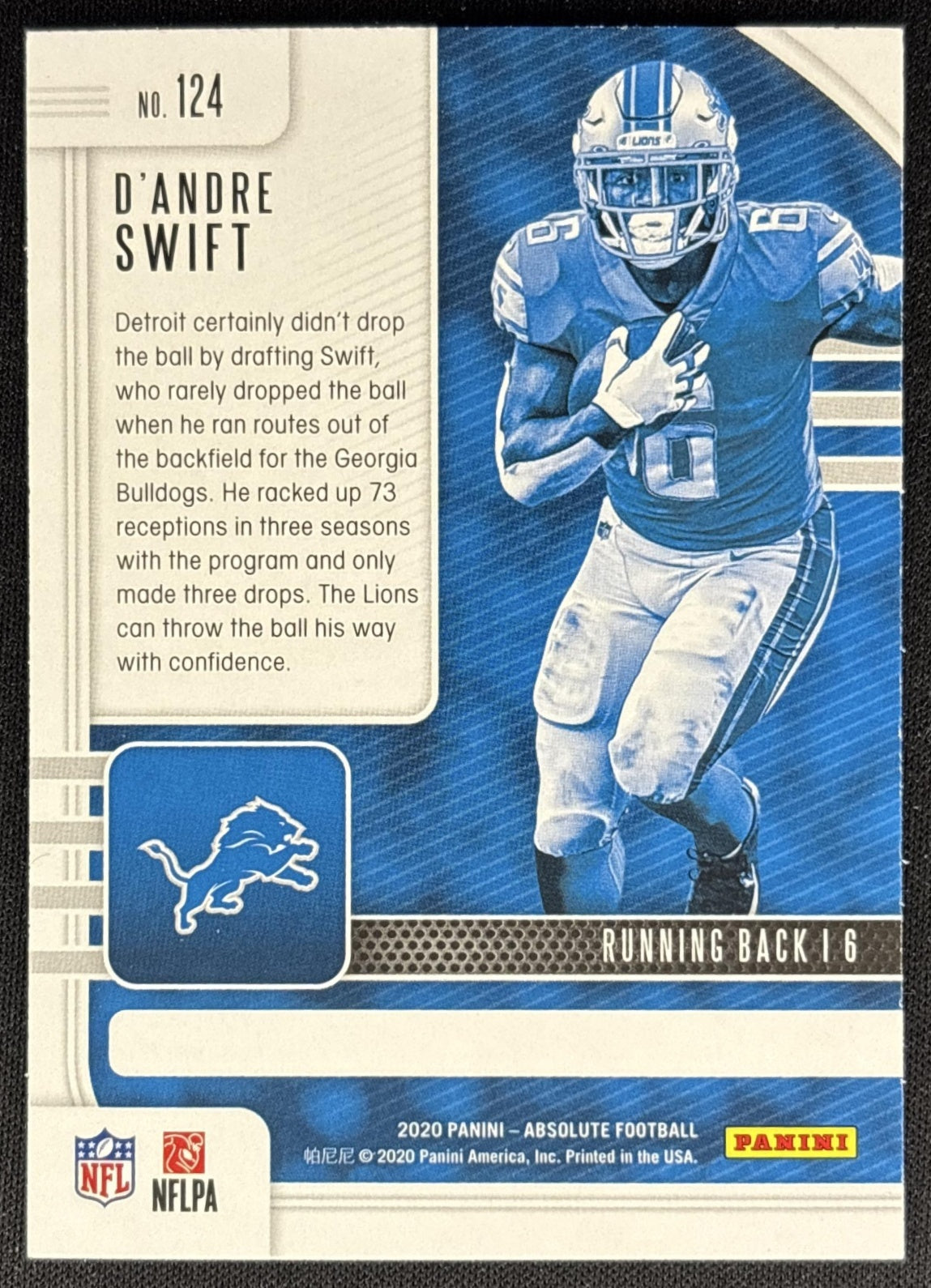 D Andre Swift 2020 Panini Absolute Retail Lions back