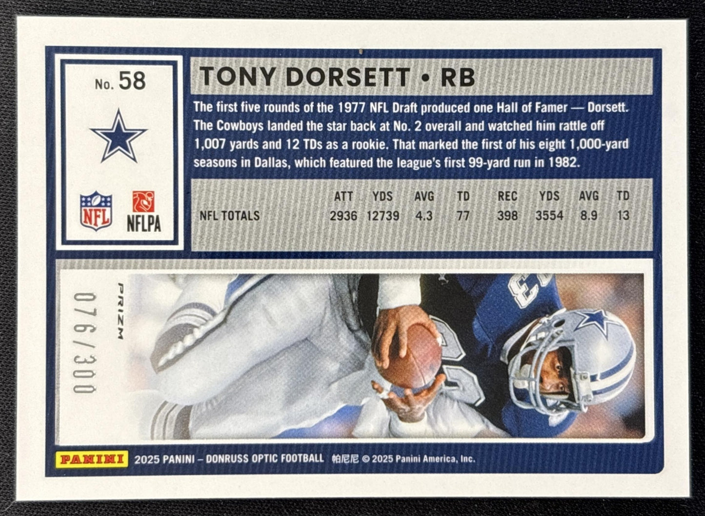 Tony Dorsett 2025 Panini Donruss Optic Wave Prizm /300 Cowboys Sports Trading Cards