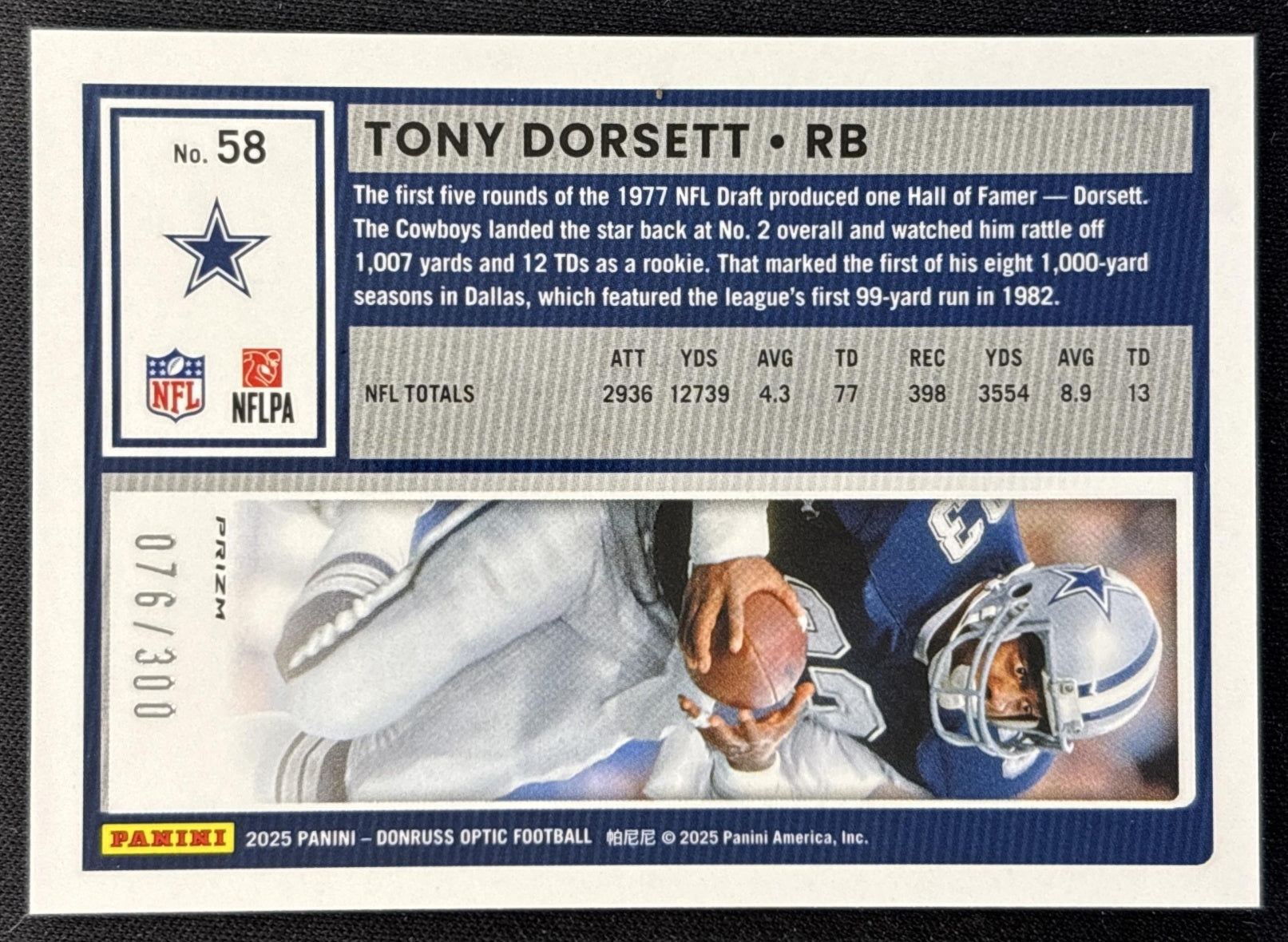 Tony Dorsett 2025 Panini Donruss Optic Wave Prizm /300 Cowboys Sports Trading Cards