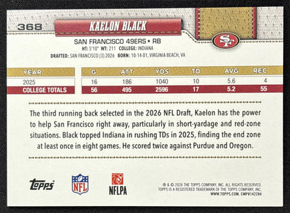 Kaelon Black 2026 Topps Crackle Foil 49ers