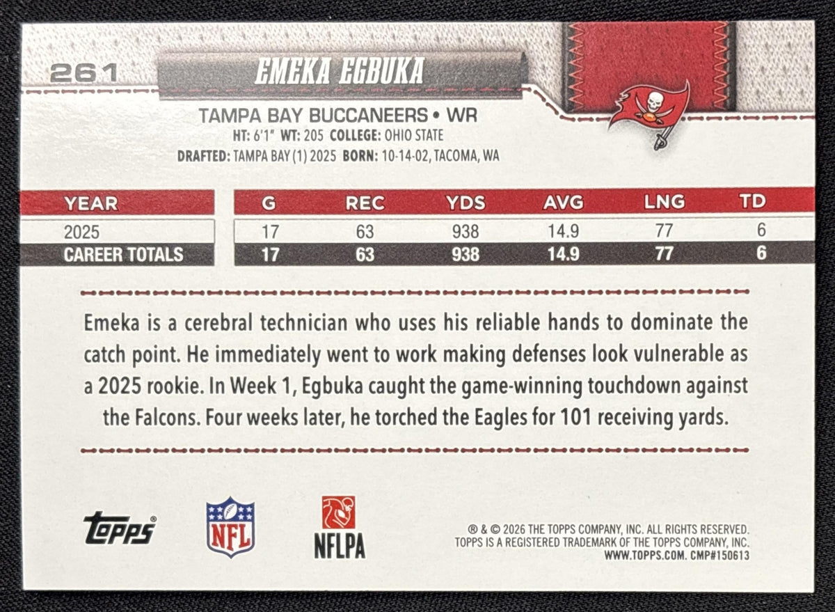 Emeka Egbuka 2026 Topps Rainbow Foil Buccaneers
