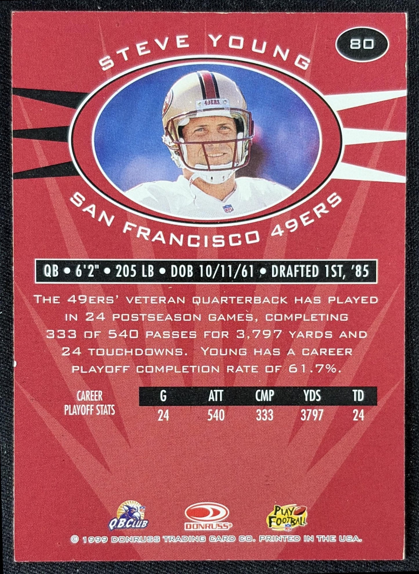 Steve Young 1999 Donruss Preferred QBC 49ers