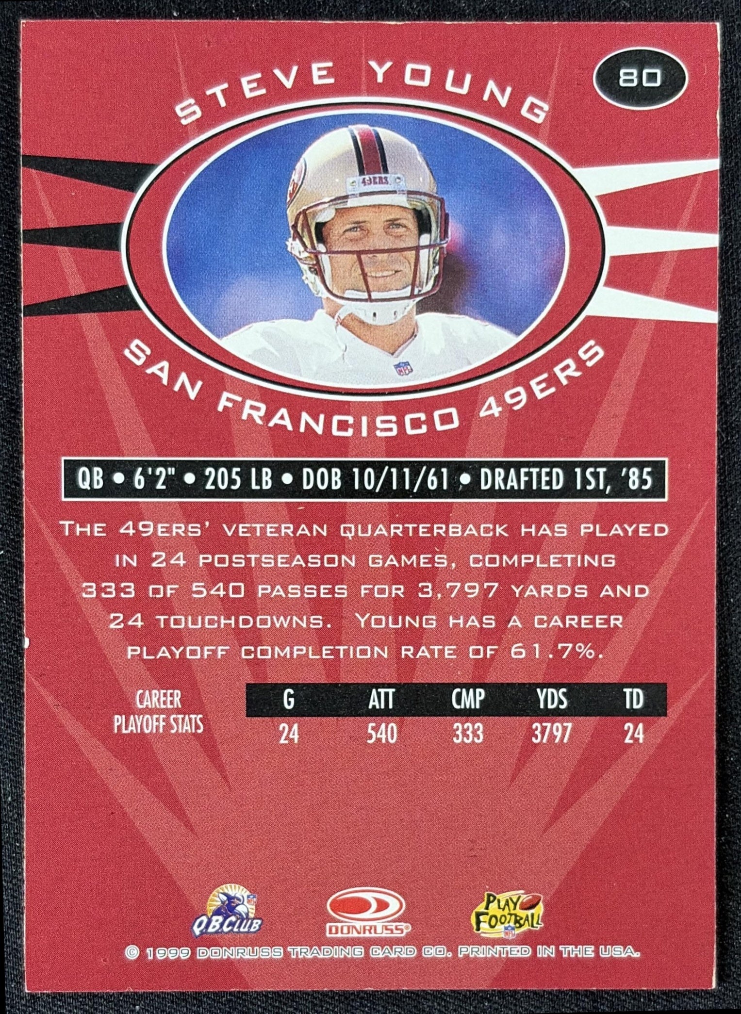 Steve Young 1999 Donruss Preferred QBC 49ers