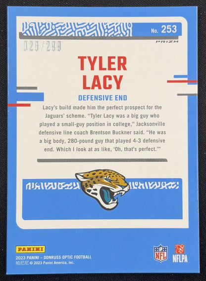 Tyler Lacy 2023 Panini Donruss Optic Aqua Prizm /299 Jaguars