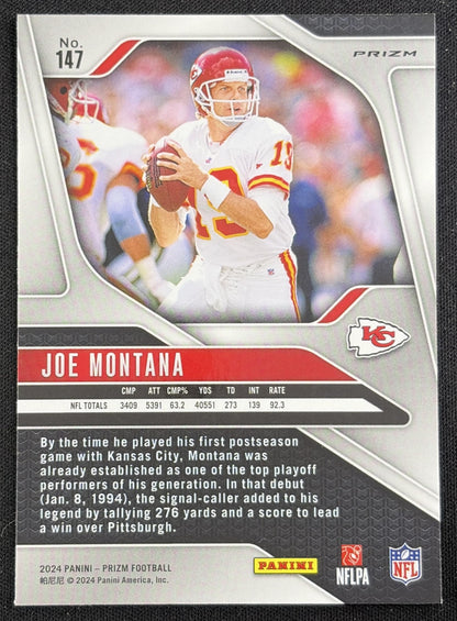 Joe Montana 2024 Panini Prizm Green Chiefs Sports Trading Card