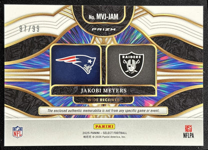 Jakobi Meyers 2025 Panini Select Multiverse Jerseys White Prizm /99 Patriots Raiders - back