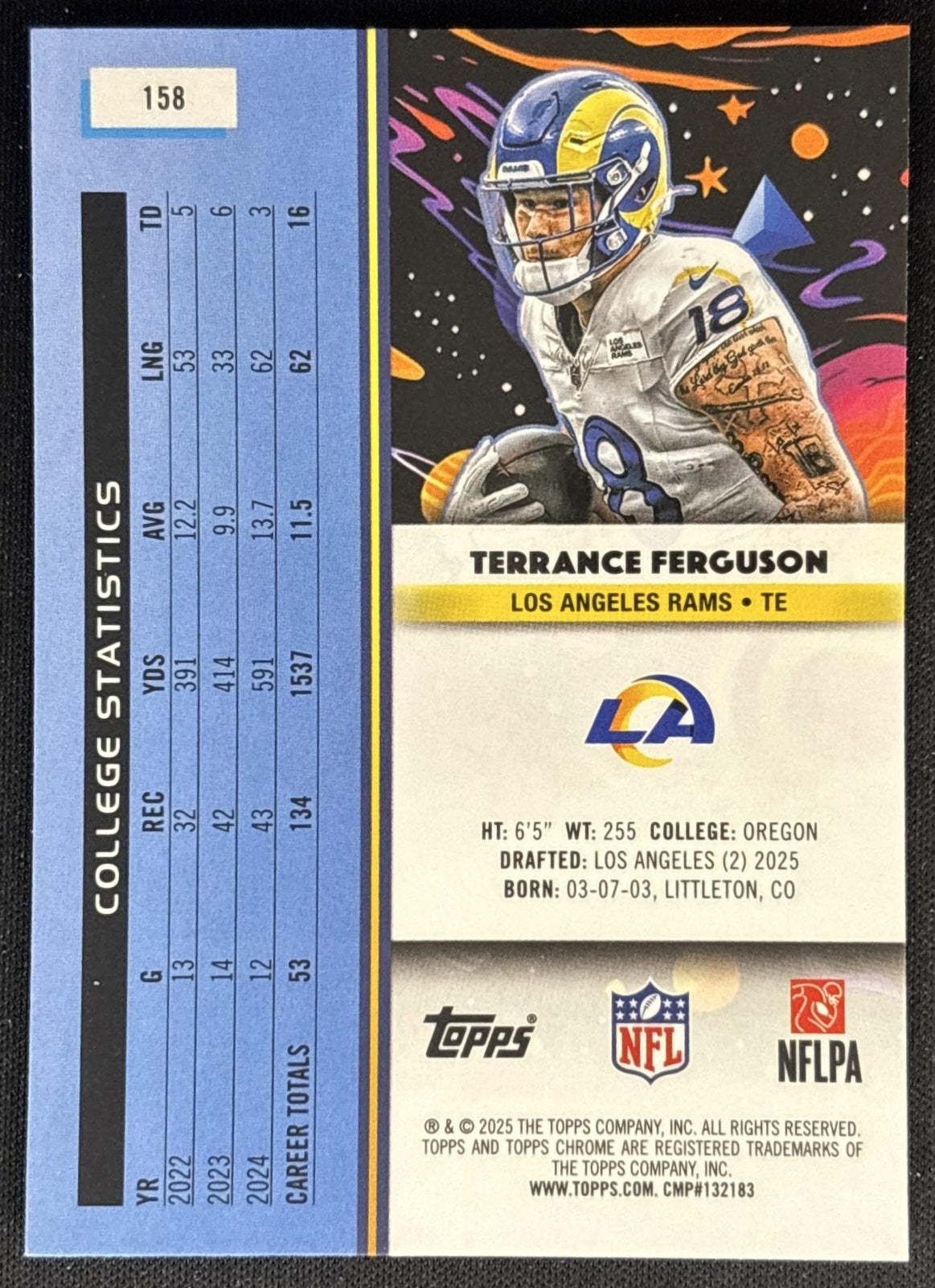 Terrance Ferguson 2025 Topps Cosmic Chrome Rams back