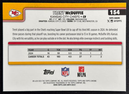 Trent McDuffie 2025 Topps Chrome Chiefs Sports Trading Cards