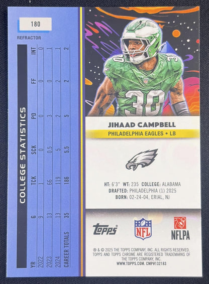 Jihaad Campbell 2025 Topps Cosmic Chrome Refractor Eagles Philadelphia Eagles