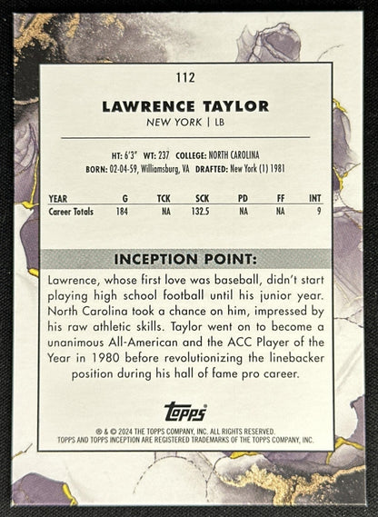 Lawrence Taylor 2024 Topps Inception Purple /75 giants