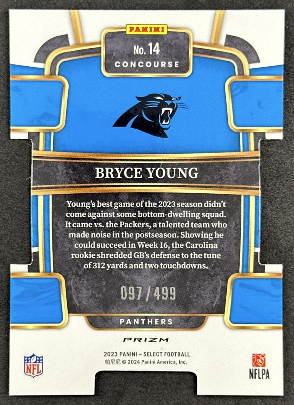 Bryce Young 2023 Panini Select Orange Die Cut /499 Panthers Sports Trading Cards