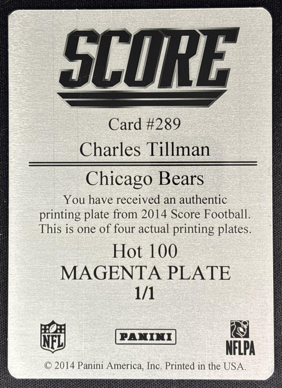 Charles Tillman 2014 Panini Score Printing Plates Magenta 1/1 Sports Trading Cards